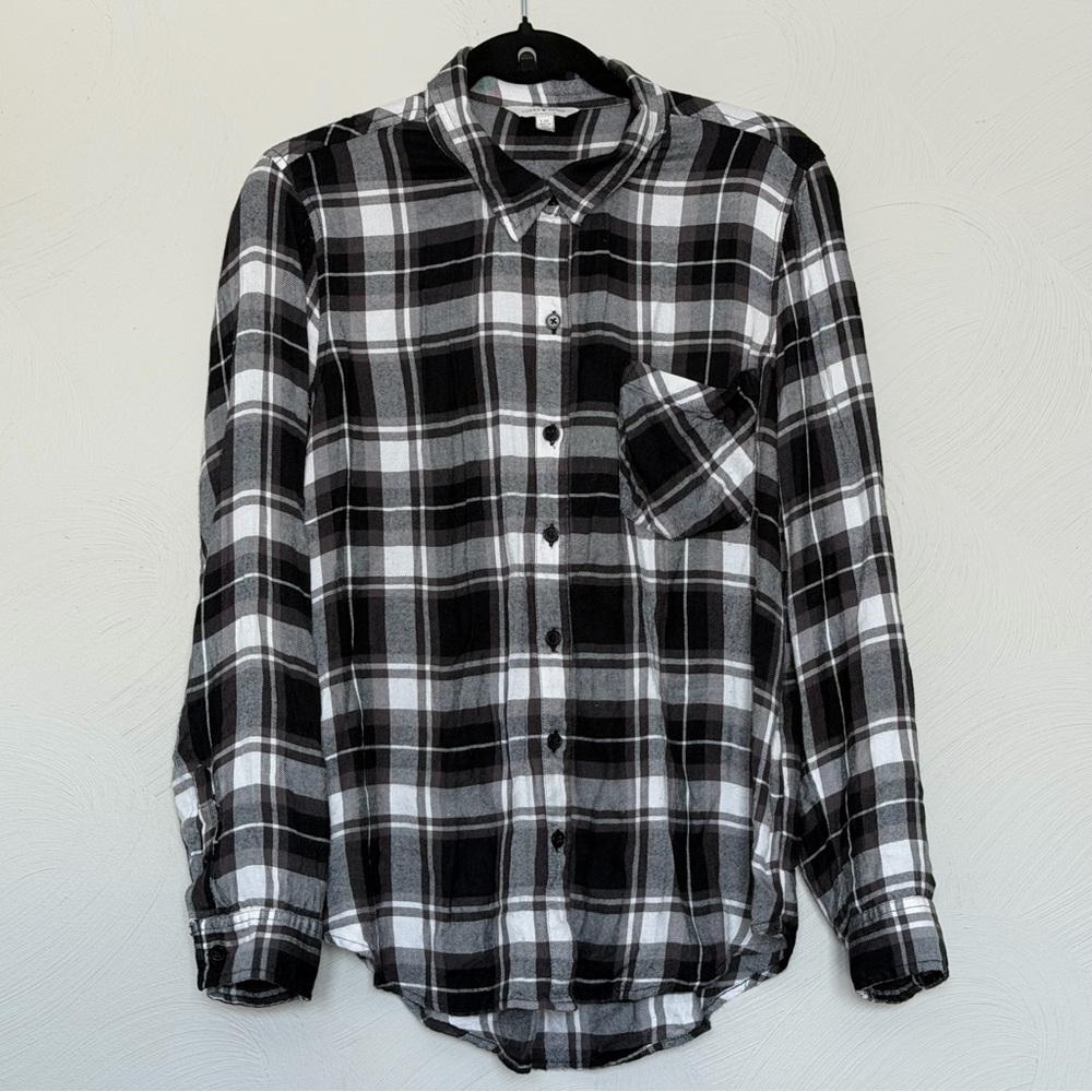 Lucky Brand Black and White Plaid Women's Button Down Shirt